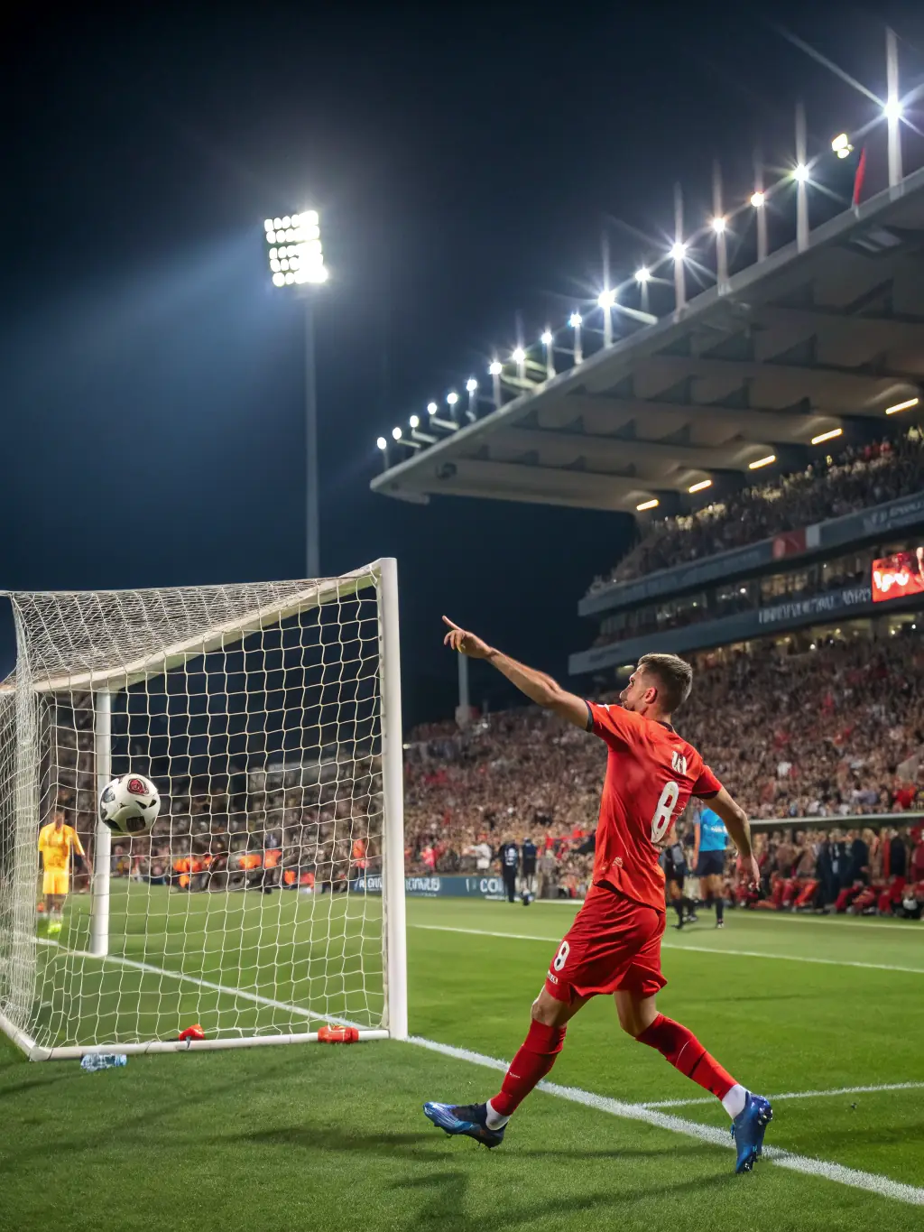 A close-up action shot of a soccer player kicking the ball during a match, showcasing the intensity and excitement of soccer betting on 199 Win Bet.